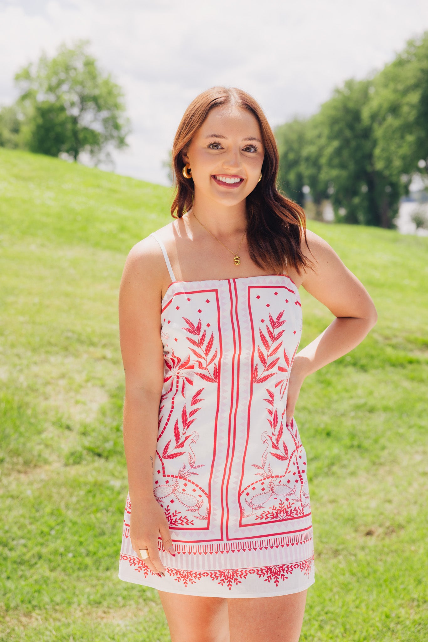 Red Printed Tube Dress